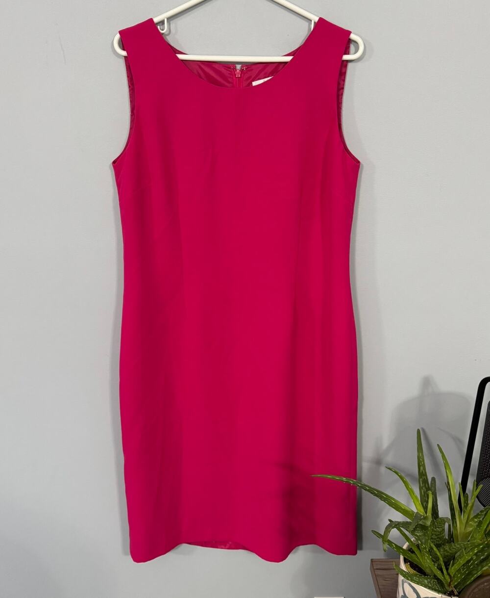 Jones Studio Separates Bright Pink Knee Length Dress Plus Size 14 Sleeveless